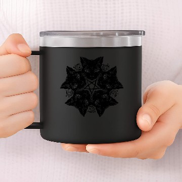 Discover Catagram - Cat Pentagram - Occult - Goth in Black 14oz Stainless Steel Tumblers