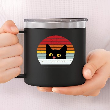 Discover Retro Black Cat Sunset 14oz Stainless Steel Tumblers