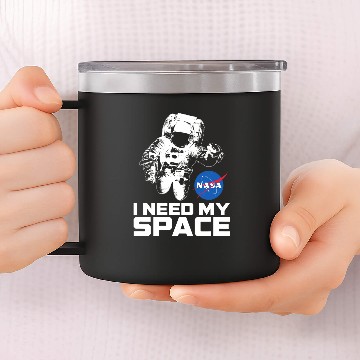 Discover NASA Logo - I Need My Space with Astronaut 14oz Stainless Steel Tumblers