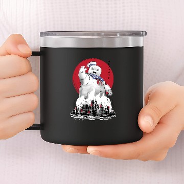 Discover Marshmallow man sumi-e - Ghostbusters - 14oz Stainless Steel Tumblers