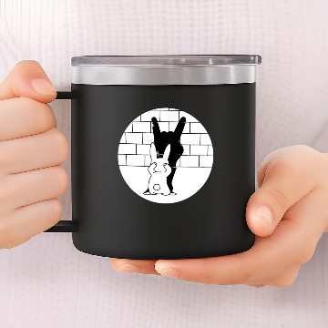 Discover Funny Rabbit Rock and Roll Hand Shadow 14oz Stainless Steel Tumblers