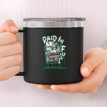 Discover Pine Green 4s Unisex 14oz Stainless Steel Tumblers Paid In Full Graphic