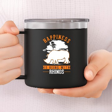 Discover Rhino Gift Happiness is being with Rhinos 14oz Stainless Steel Tumblers