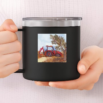 Discover Kubota Tractor with Backhoe attached - Kubota Tractor - 14oz Stainless Steel Tumblers