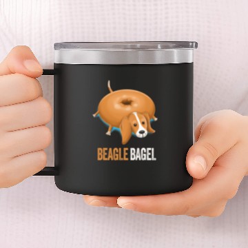 Discover Beagle Dog Bagel Bread Pun Funny Animals 14oz Stainless Steel Tumblers