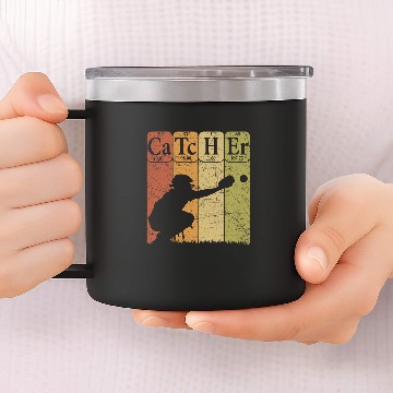 Discover Baseball Gift Periodic Table Elements Nerd Baseball Catcher Retro 14oz Stainless Steel Tumblers