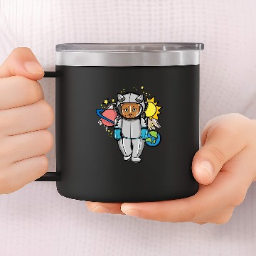 Discover Cat Paws Astronaut Space Cat Gift Astronomy Lover 14oz Stainless Steel Tumblers