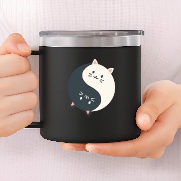 Discover Cat Paws and Adorable Chinese Yin and Yang Cats Funny Cat 14oz Stainless Steel Tumblers