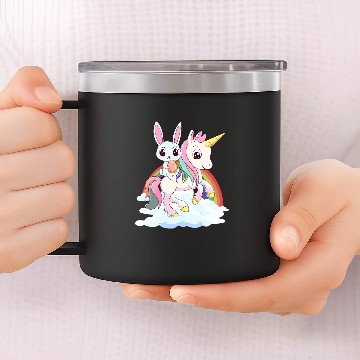 Discover Unicorns Easter Bunny Rides Unicorns For Children And Women 14oz Stainless Steel Tumblers