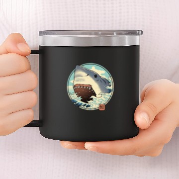Discover Ocean Shark Attack 14oz Stainless Steel Tumblers