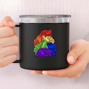 Discover KV9 Turtle LGBT Gay Pride Rainbow Flag Turtle Stack LGBT 14oz Stainless Steel Tumblers