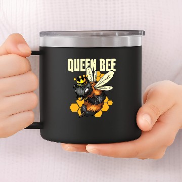Discover Bee Beekeeping Queen Bee Honey Bee With Crown Queen Beekeeper 449 Beekeeper 14oz Stainless Steel Tumblers
