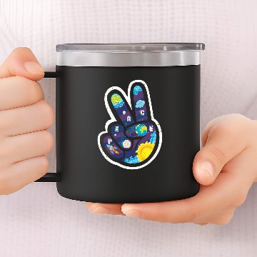 Discover Celestial Peace Sign Hippie Science Lover Astronomy 14oz Stainless Steel Tumblers