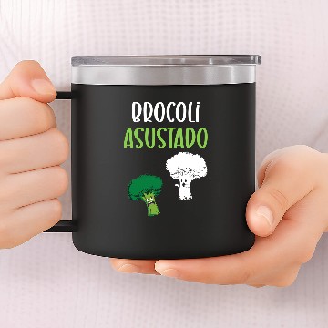 Discover Broccoli Funny Scared Cauliflower Broccoli 14oz Stainless Steel Tumblers