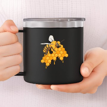 Discover Bee Beekeeping Apiarist Beekeeping Honeycomb Bee Hive Apiculture Beekeeper 14oz Stainless Steel Tumblers