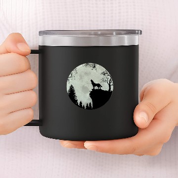 Discover German Shepherd Dog Jault at Full Moon 14oz Stainless Steel Tumblers
