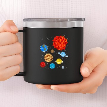 Discover Astronomy Lover Space Science Galaxy Planets Solar System 5 14oz Stainless Steel Tumblers
