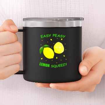 Discover Cute EASY PEASY LEMON SQUEEZY Fun Summertime LEMONADE Lover 14oz Stainless Steel Tumblers