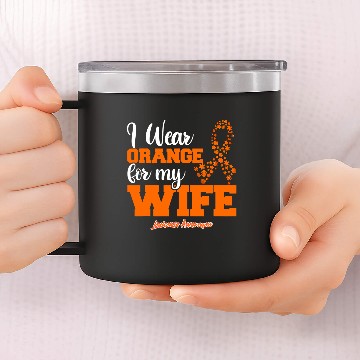 Discover Leukemia Survivor Mens I Wear Orange For My Wife Leukemia Cancer Ribbon 14oz Stainless Steel Tumblers