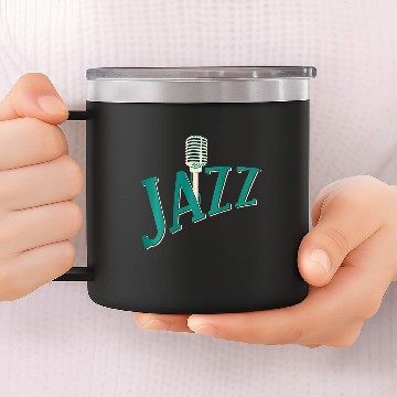 Discover Backprint Jazz Microphone 14oz Stainless Steel Tumblers