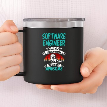 Discover Dinosaur Dino Software Engineer Saurus Like Normal T Rex Dinosaur 14oz Stainless Steel Tumblers