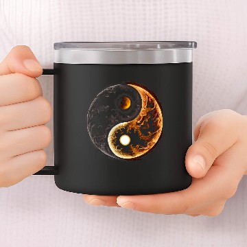 Discover Meditation Yin Yang Sun Moon Graphic 14oz Stainless Steel Tumblers