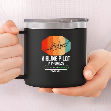 Discover Pilot Job Retro Airline Pilot In Progress Future Airline Pilot 14oz Stainless Steel Tumblers