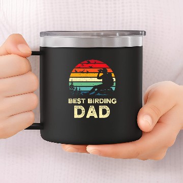 Discover Retro Birding Dad Gift Birdwatching Fathers Day Birdwatcher 14oz Stainless Steel Tumblers