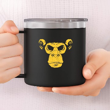Discover Wild Bad Chimpanzee Grumpy Ape Gorilla Monkey Face Costume 14oz Stainless Steel Tumblers