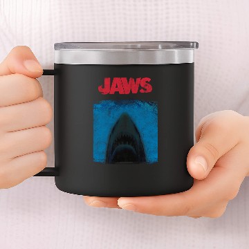 Discover Jaws Distressed Movie Poster 14oz Stainless Steel Tumblers