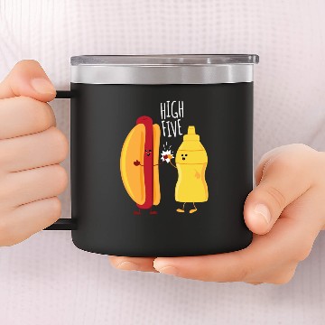 Discover HOT DOG & MUSTARD HIGH FIVE 14oz Stainless Steel Tumblers