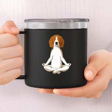 Discover Yoga Dog Beagle Unisex 14oz Stainless Steel Tumblers