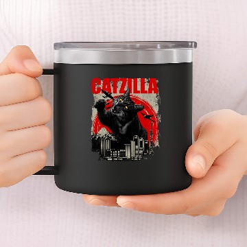 Discover Catzilla Cat Lover Kitten Kitty 14oz Stainless Steel Tumblers