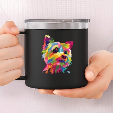 Discover Funny Dog Yorkie Pop Art 14oz Stainless Steel Tumblers