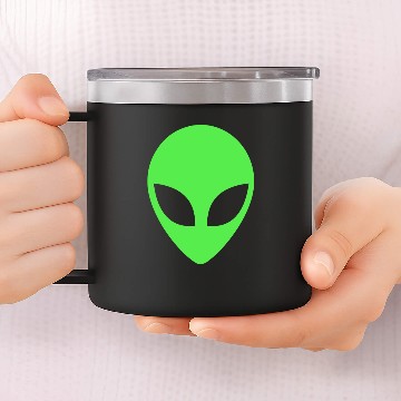 Discover Green Alien Head 90's Style Alien 14oz Stainless Steel Tumblers