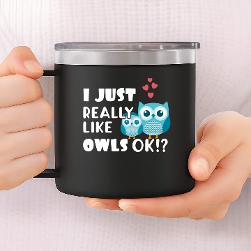 Discover Cute Owl Gift I Just Really Like Owls OK? Pullover 14oz Stainless Steel Tumblers