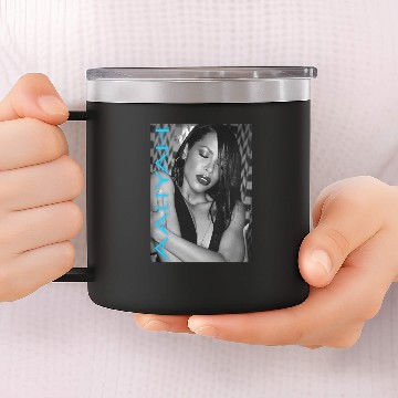 Discover Aaliyah Blue Glowing Logo Pullover 14oz Stainless Steel Tumblers