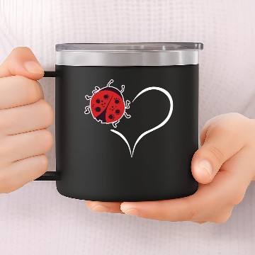 Discover Ladybug Collecting Beetles Bug Heart 14oz Stainless Steel Tumblers