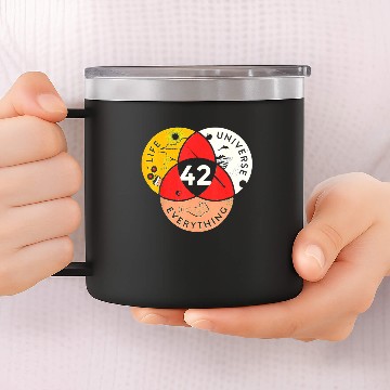 Discover 42 Answer to Life Universe and Everything science 14oz Stainless Steel Tumblers