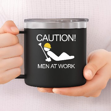 Discover Caution Men At Work 14oz Stainless Steel Tumblers