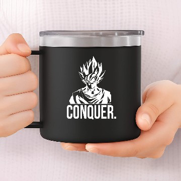 Discover CONQUER - Super Saiyan Goku 14oz Stainless Steel Tumblers
