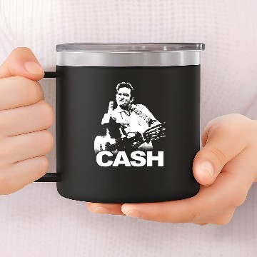 Discover Johnny Cash Finger Guitar Pose 14oz Stainless Steel Tumblers 14oz Stainless Steel Tumblers