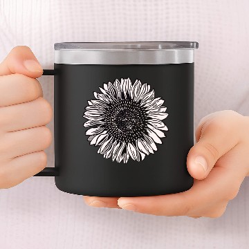 Discover Sunflower Black And White 14oz Stainless Steel Tumblers