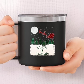 Discover Santa is Coming Tartan Present Christmas Tree 14oz Stainless Steel Tumblers
