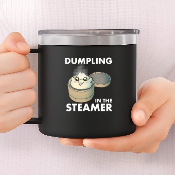 Discover Dumpling in the Steamer, Cute Kawaii Dumpling 14oz Stainless Steel Tumblers