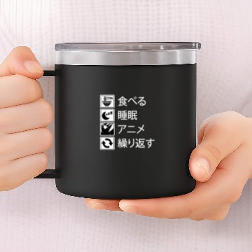 Discover Eat Sleep Anime Repeat 14oz Stainless Steel Tumblers