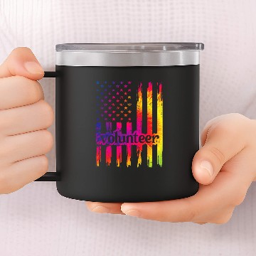 Discover Volunteer US Flag Voluntary Worker Volunteering Baseball Tees 14oz Stainless Steel Tumblers