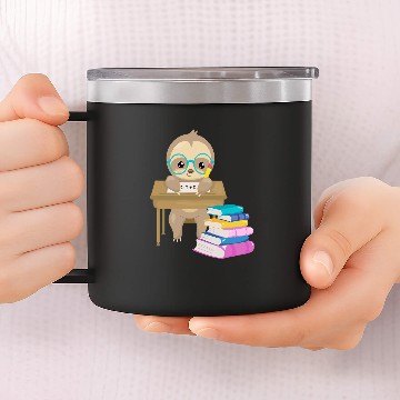Discover Cute Sloth Glasses Reading School Book Writing Math Desk Baseball Tees 14oz Stainless Steel Tumblers
