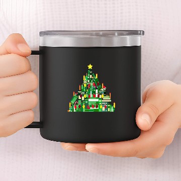 Discover Book Lover Christmas Tree Reading Nerd 1 14oz Stainless Steel Tumblers