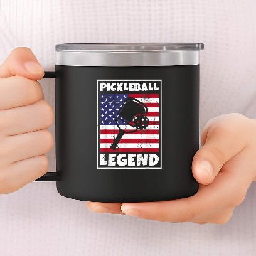 Discover American Pickleball Legend Paddleball for Pickleball Player Baseball Tees 14oz Stainless Steel Tumblers
